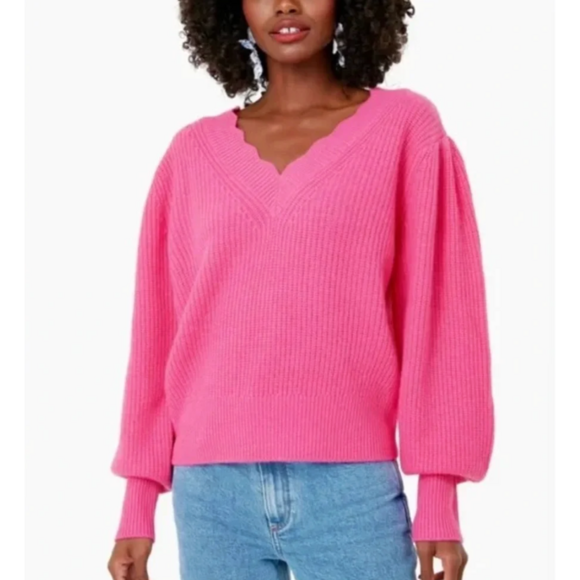 LoveShackFancy Sweaters - Celestina V-Neck LoveShackFancy sweater in Pink